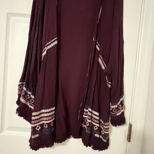 Knox Rose Burgundy Embroidered Cardigan